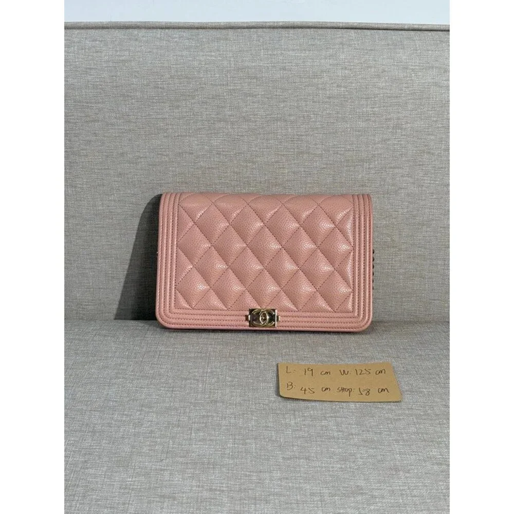 CHANEL Light Pink Caviar Boy WOC GHW